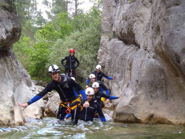  Group doing canyoning 